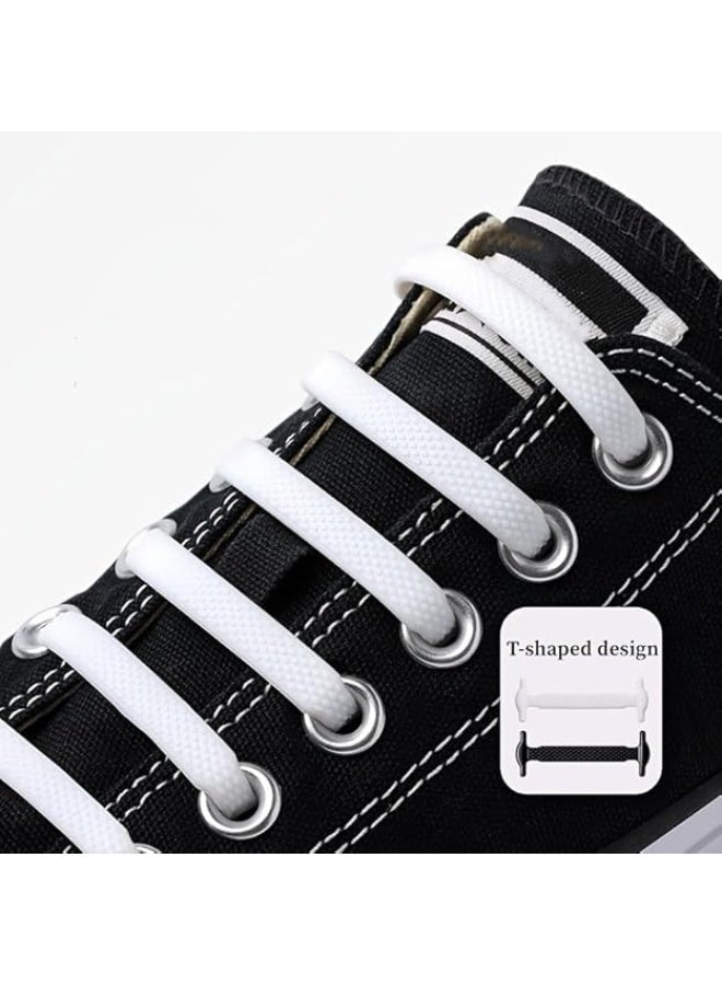 My souq Smart Elastic Silicone No-Tie Shoelaces - 16 Pcs Waterproof & Durable Lazy Laces - White - Image 4